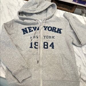 Gray New York 1984 Zip-Up Hoodie